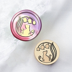 Cat Shape Сургучная печать латунная головка штампа, для сургучной печати, форма кошки, 15x15 мм, отверстие : 7 мм