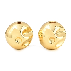 Real 18K Gold Plated Brass Beads, Irregular Round, Rack Plating, Long-Lasting Plated, Lead Free & Cadmium Free, Real 18K Gold Plated, 13x12.5x13mm, Hole: 3mm