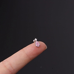 Teardrop Серьги-гвоздики с микропаве из кубического циркония из латуни, с 316 l хирургическими штифтами из нержавеющей стали, цвет нержавеющей стали, слеза, 6 мм