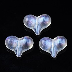 Transparent Transparente Acryl Perlen, Glitter Pulver, Herz, Transparent, 17x23x8.5 mm, Bohrung: 1.2 mm, ca. 275 Stk. / 500 g