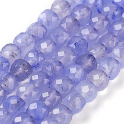 Средний Синий Шифер Бусины из натурального белого нефрита, граненые, окрашенные, кубические, средний грифельно-синий, 7x8x7 мм, отверстие : 1 мм, около 47~48 шт / нитка, 13.35~13.46'' (33.9~34.2 см)