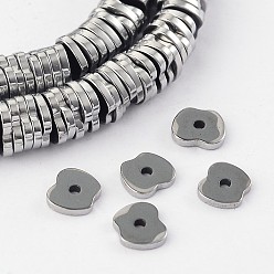 Platinum Plated Electroplated Non-magnetic Synthetic Hematite Apple Bead Strands, Platinum Plated, 6x5x1mm, Hole: 1mm, about 381pcs/strand, 16.1 inch