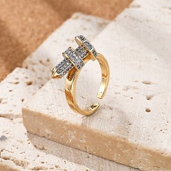 Настоящее золото 18K Латунь манжеты кольца, без кадмия и без свинца, гвоздь, с микро проложить кубического циркония, реальный 18 k позолоченный, 10.5x17 мм