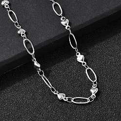 Нержавеющая Сталь Цвет 304 ожерелья из нержавеющей стали в форме сердца для женщин, не тускнеет, цвет нержавеющей стали, 17.83 дюйм (45.3 см)