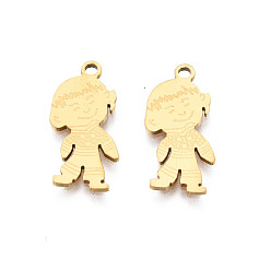 Echt 18 k vergoldet 201 Anhänger aus Edelstahl, ionenplattiert (IP), Mädchen, echt 18 k vergoldet, 18x9x1 mm, Bohrung: 1.4 mm