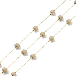 Настоящее золото 18K Ионное покрытие (ip) 304 звенья цепи из нержавеющей стали, бусины и катушка из яшмы с натуральным изображением, пайки, реальный 18 k позолоченный, 4x2.5 мм, около 32.81 футов (10 м) / рулон