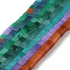 (52) Непрозрачная лаванда Природные окрашенные белого нефрита нитей бисера, кубические, разноцветные, 6.5x6.5x6.5 мм, отверстие : 1.2 мм, около 60 шт / нитка, 15.16'' (38.5 см)