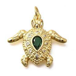 Настоящее золото 18K Латунные микро проложить кубического циркония подвески, без кадмия и без свинца, прелести морской черепахи, с целью перехода в кольце, реальный 18 k позолоченный, 22.5x24.5x4 мм, отверстие : 3 мм