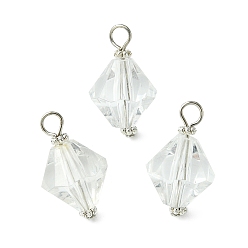 Платина Акриловый кулон с железными булавками с плоской головкой, двухконусные подвески, платина, 26x16x15.5~16 мм, отверстие : 3.5~4 мм