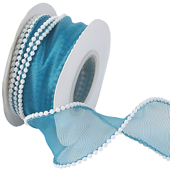 Кадет Синий Полиэфирные ленты, с пластиковой бисера, для аксессуаров для одежды, кадетский синий, 1-5/8 дюйм (40 мм), около 4.92 ярдов (4.5 м) / рулон