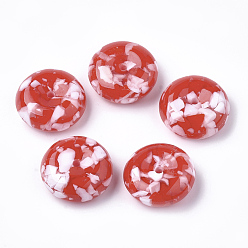 Red Resin Beads, Imitation Gemstone Chips Style, Flat Round, Red, 26x10mm, Hole: 3mm