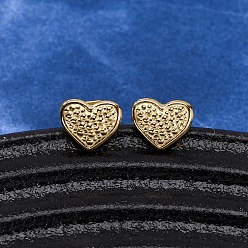 Настоящее золото 18K 304 из нержавеющей стали серьги, ионное покрытие (ip), сердце, реальный 18 k позолоченный, 5.5x7 мм