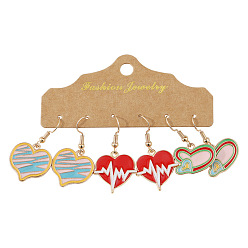 (52) Непрозрачная лаванда 3 Парные серьги-подвески из цинкового сплава с эмалью, изготовленные к Пасхе, золотые, сердце, разноцветные, 41 мм