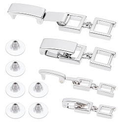 Платина Латунь раз по сравнению с застежками, с 316 ушными гайками из хирургической нержавеющей стали, платина, 19 мм, площади: 8x5.5x2 mm, застежка : 10x2x4 mm