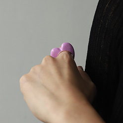 Орхидея 3d сердце цинковый сплав эмалированные кольца для пальцев, золотые, сиреневые, внутренний диаметр: 18 мм