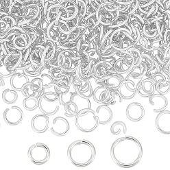 Посеребрённый 300шт 3 стили стойка покрытие латунные соединительные кольца, открытые кольца прыжок, долговечный, 925 серебро покрытием, 4~6x0.8 мм, 18~20 датчик, внутренний диаметр: 2.5~4 мм, 100 шт / стиль
