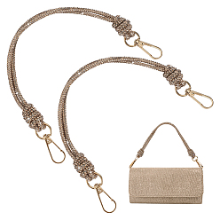 Легкий Копченый Топаз 2шт. стеклянные стразы, резиновый шнур, ручки для сумок, с поворотными застежками сплава, золотые, свет курил топазом, 330 мм