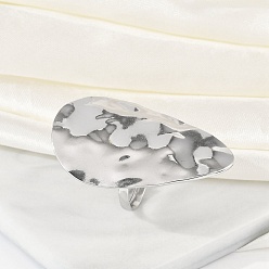 Нержавеющая Сталь Цвет Антикоррозийные 304 открытые манжетные кольца из нержавеющей стали в форме капли, Кольца для женщин, цвет нержавеющей стали, слеза: 43x28 мм, внутренний диаметр: регулируемый