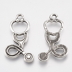Античное Серебро Сплавочные сеттинги для кулона, тибетский стиль, эхолот, без кадмия и без свинца, античное серебро, 28x16x2 мм, Отверстие : 2 мм , около 800 шт / 1000 г