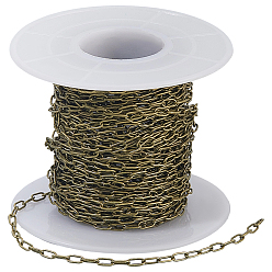 Античная Бронза 10 м латунные кабельные цепи, несварные, с катушкой, овальные, без кадмия и без свинца, античная бронза, Коннекторы : 5x2x1 мм