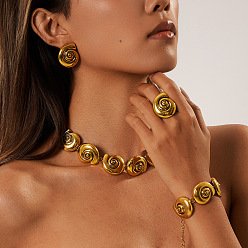 Античное Золото Браслеты из сплава, серьги-гвоздики, цепочки и наборы колец., раковинообразная, античное золото , 350 мм & 30x30 мм & 15~20 мм & 160 мм