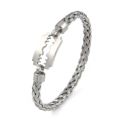 Нержавеющая Сталь Цвет Регулируемое вакуумное покрытие 304 браслеты из нержавеющей стали, прямоугольник 201 прямоугольные звенья из нержавеющей стали для женщин, цвет нержавеющей стали, внутренний диаметр: 2-1/8x2-5/8 дюйм (5.5x6.75 см)