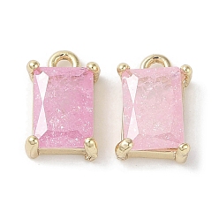 Бледно-Розовый Латунные микро проложить кубического циркония прелести, без кадмия, без никеля и без свинца, реальный 18 k позолоченный, прямоугольные, розовый жемчуг, 9.5x6x3 мм, отверстие : 1.2 мм