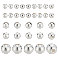 Серебро 36шт. 3 стиль 925 бусины-разделители из стерлингового серебра, круглые, серебряные, 3~6 мм, отверстие : 0.9~1.6 мм