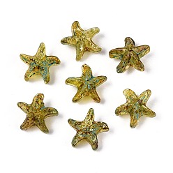 Цвет Оливы Прозрачные стеклянные бусины пикассо, морская звезда, оливковый, 14.5~15x16x8.5~9 мм, отверстие : 1~1.1 мм, Около 375 шт / фунт