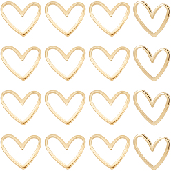 Настоящее золото 24K 60 латунные соединительные кольца шт., разъем сердца, реальный 24 k позолоченный, 11x13x1.5 мм, внутренний диаметр: 5x11 мм