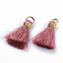 Розово-Коричневый Нейлоновые нитки, с золотыми железными кольцами и металлическим шнуром, розово-коричневый, 22~26x5~7 мм, отверстие : 4x2 мм