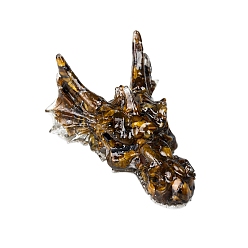 Тигровый глаз Смола дракона с натуральными чипсами тигрового глаза внутри витринных украшений, фигурка для украшения дома, 60x90x40 мм