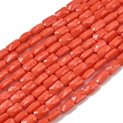 Помидор Непрозрачное стекло бисер нитей, прямоугольные, граненые, помидор, 7x4.5x3.5 мм, отверстие : 0.9 мм, около 79~80 шт / нитка, 21.65''~22.24'' (55~56.5 см)