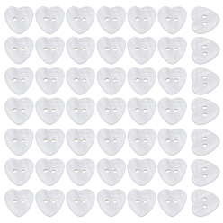 Белый 50шт. 2-образные пуговицы из натуральной ракушки, сердце, белые, 11.5x11.5x2 мм, отверстие : 1.5 мм