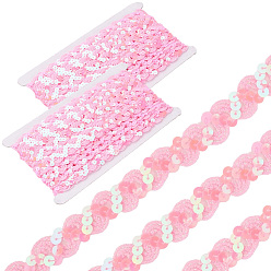 Pink 22м полиэстеровые бусины-пайетки, блестки бисер, Аксессуары для орнаментов, рулон с пайетками, волна, розовые, 17 мм