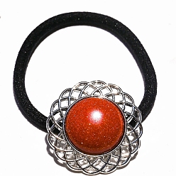 Красный Синтетические резинки для волос из золотого камня, для женщин, красные, Цветок: 30x30 мм