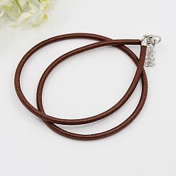 Седло Коричневый Изготовление ожерелий из шелкового шнура, латуни с застежками омаров, платина, седло коричневый, 17 дюйм ~ 18 дюйм