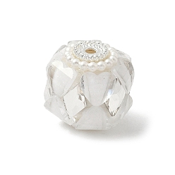 Белый Прозрачные акриловые бусины, круглые, абс пластик перламутровый и стекло и сплав, для ручек с бусинами, брелки, ювелирные изделия и ремесла, белые, 20x19x18.5 мм, отверстие : 2.4 мм