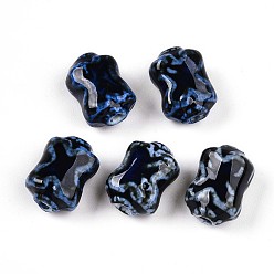 Полуночно-синий Фарфоровые бусины ручной работы, самородки, темно-синий, 17~18x12.5~13.5x8.5~9.5 мм, отверстие : 2 мм