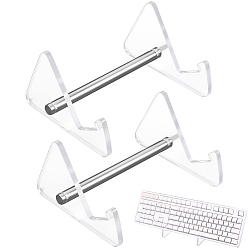Прозрачный 2 шт. 1-уровневые акриловые подставки для клавиатуры с платиновым покрытием из железа, прозрачные, 16.6x13.4x7.9 см