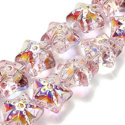 Розовый Гальваническая краска для запекания стеклянные бусины нити, звезда, с покрытием AB цвета, с половиным покрытием, туманная роза, 17x17.5x12 мм, отверстие : 1.2 мм, около 40 шт / нитка, 24.41'' (62 см)