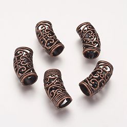 Красная Медь Тибетские шарики типа сплава трубки, полый, Красная медь, 22x12x10 мм, отверстие : 7 мм
