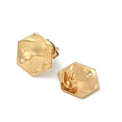 Шестиугольник 304 находка серег из нержавеющей стали, с горизонтальными петлями, ионное покрытие (ip), реальный 18 k позолоченный, шестиугольник, 13x12 мм, отверстие : 1.4 мм, штифты : 1 мм