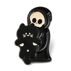 Skull Эмалевые булавки, булавки для лацканов из сплава для одежды рюкзака, череп, 30.5x19.5 мм