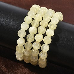 Golden Silk Jade Натуральные золотистые шелковые нефритовые круглые браслеты из бусин на эластичной основе для женщин, бусины : 8 мм, внутренний диаметр: 2.01 дюйм (5.1 см)