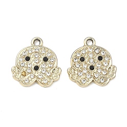 Осьминог Подвески из сплава и страза, подвески на тему океана, осьминог, 18x17.5x2.5 мм, отверстие : 1.8 мм