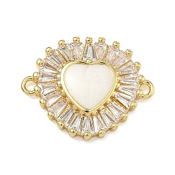 Белый Латунные подвески из прозрачного кубического циркония, сердце соединяется с эмалью, без свинца и без кадмия, стойки покрытие, долговечный, реальный 18 k позолоченный, белые, 17x21.5x3.5 мм, отверстие : 1.5 мм
