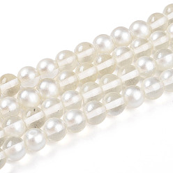 Прозрачный Запекание окрашенные прозрачные стеклянные бусины нити, круглые, два тона, прозрачные, 8~8.5 мм, отверстие : 1 мм, около 103~107 шт / нитка, 30.71~32.28 дюйм (78~82 см)