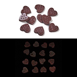 Сердце Светящаяся смола декодирует кабошоны, светится в темноте, печенье, сердце, 9x9.5x2 мм