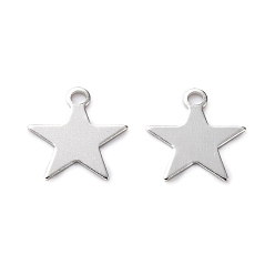 Платина Латунь прелести, звезда, платина, 10.5x10x0.5 мм, отверстие : 1.4 мм